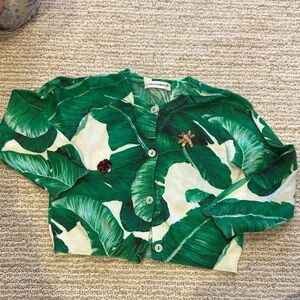 Dolce & Gabbana Tropical Green Leaf Cardigan 12-18 months